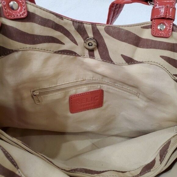 Relic Tomato Red Faux Leather Pinstripe Shoulder Bag - Picture 10 of 11